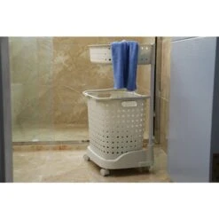 Basicwise 2-tier Plastic Laundry Basket With Wheels