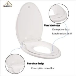 CASAINC Elongated Slow Close Feature Toilet Seat - White