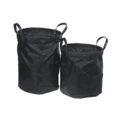 IH Casa Decor Black Polyester Hamper And Basket Set - 2-Piece