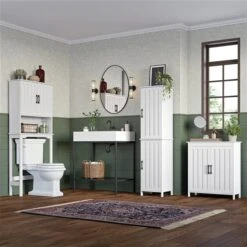 RiverRidge Home Monroe 27.25-in W X 29.88-in H X 11-in D White MDF Freestanding Linen Cabinet