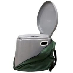 Playberg Grey WaterSense Labelled Portable Elongated Standard Height Portable Toilet With Travel Bag