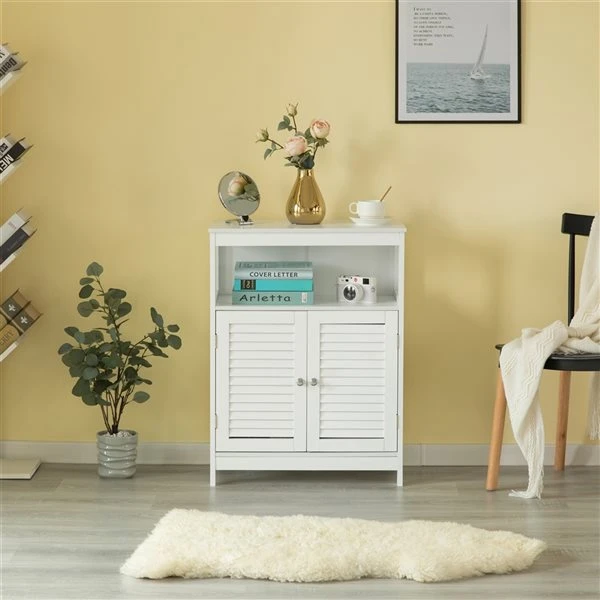 Basicwise 23.5-in W X 31.5-in H X 11.5-in D White MDF Freestanding Linen Cabinet
