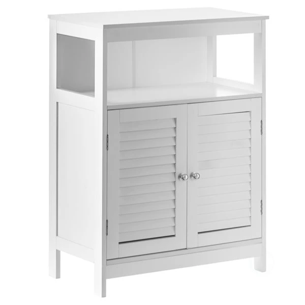 Basicwise 23.5-in W X 31.5-in H X 11.5-in D White MDF Freestanding Linen Cabinet - Image 2