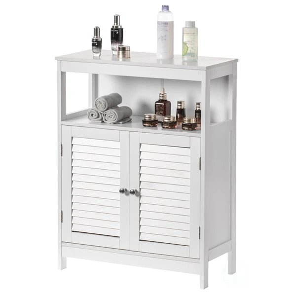 Basicwise 23.5-in W X 31.5-in H X 11.5-in D White MDF Freestanding Linen Cabinet - Image 4