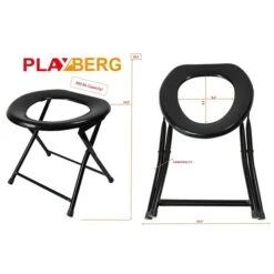 PLAYBERG Black Folding/Portable Toilet Seat For Camping And Hiking
