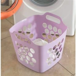 Basicwise Flexible Purple Plastic Laundry Basket