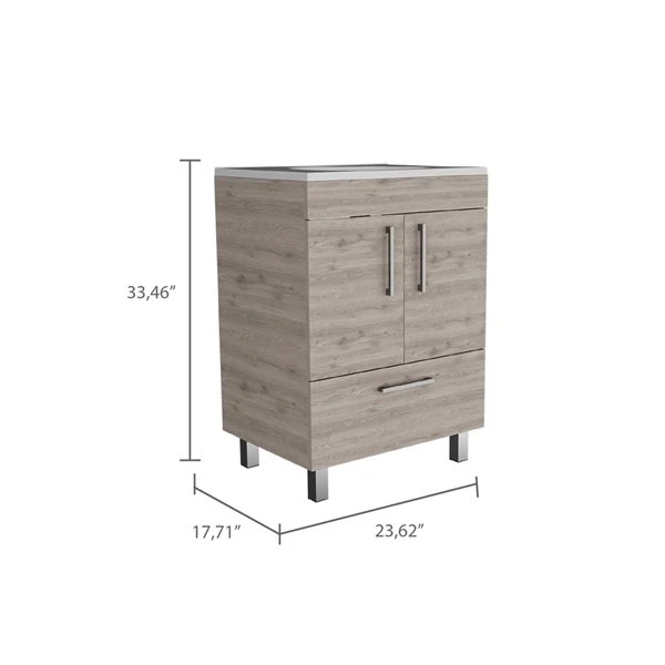 Fm Furniture Palmer 23.62-in Light Grey Single Sink Bathroom Vanity With Aluminum Top