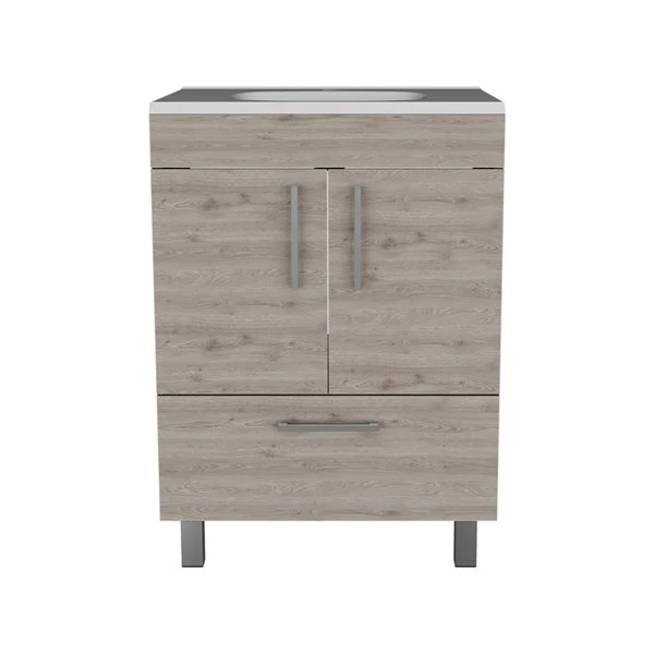 Fm Furniture Palmer 23.62-in Light Grey Single Sink Bathroom Vanity With Aluminum Top - Image 2