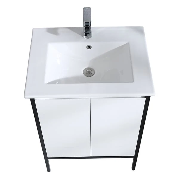 GEF Avery 24-in White Single Sink Bathroom Vanity With White Ceramic Top