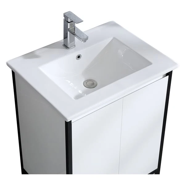 GEF Avery 24-in White Single Sink Bathroom Vanity With White Ceramic Top - Image 5