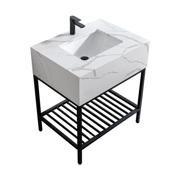 GEF Brooke 30-in White Single Sink Bathroom Vanity With White Quartz Top - Image 5