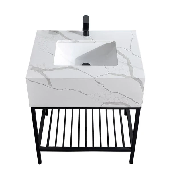 GEF Brooke 30-in White Single Sink Bathroom Vanity With White Quartz Top - Image 4