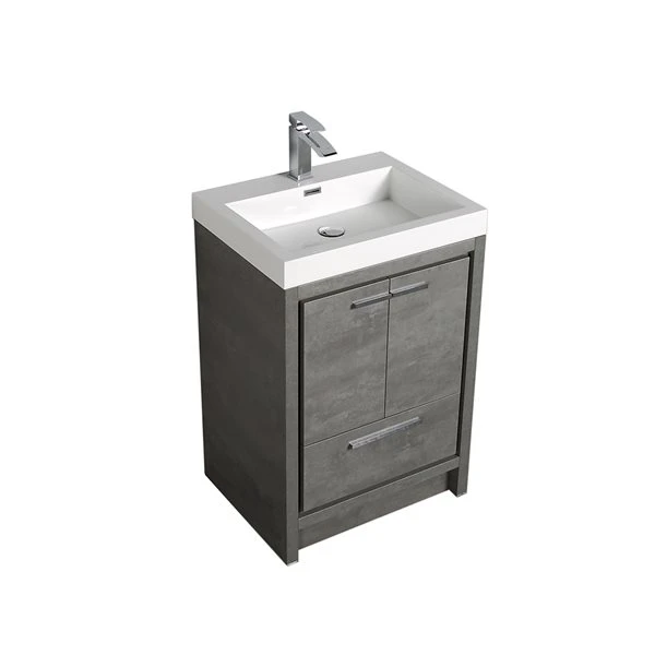 GEF Ember 24-in Grey Single Sink Bathroom Vanity With White Ceramic Top - Image 2