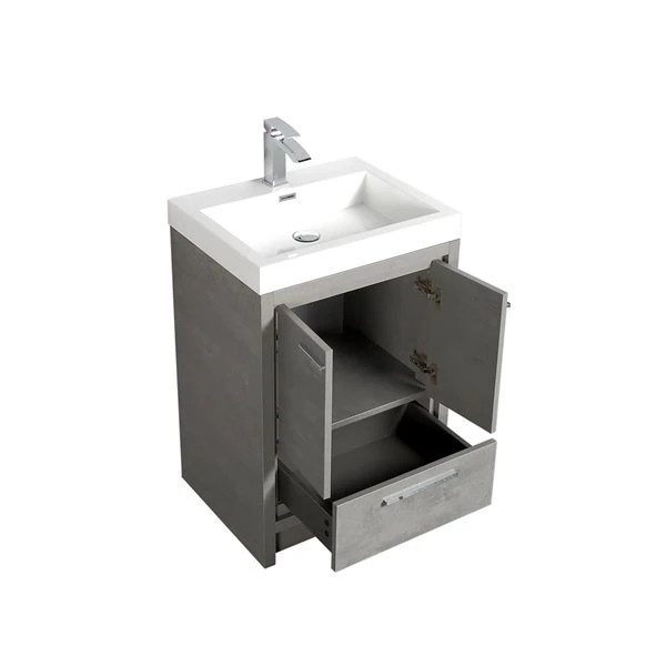 GEF Ember 24-in Grey Single Sink Bathroom Vanity With White Ceramic Top