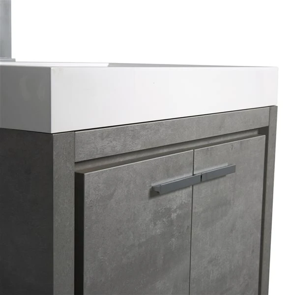 GEF Ember 24-in Grey Single Sink Bathroom Vanity With White Ceramic Top - Image 5