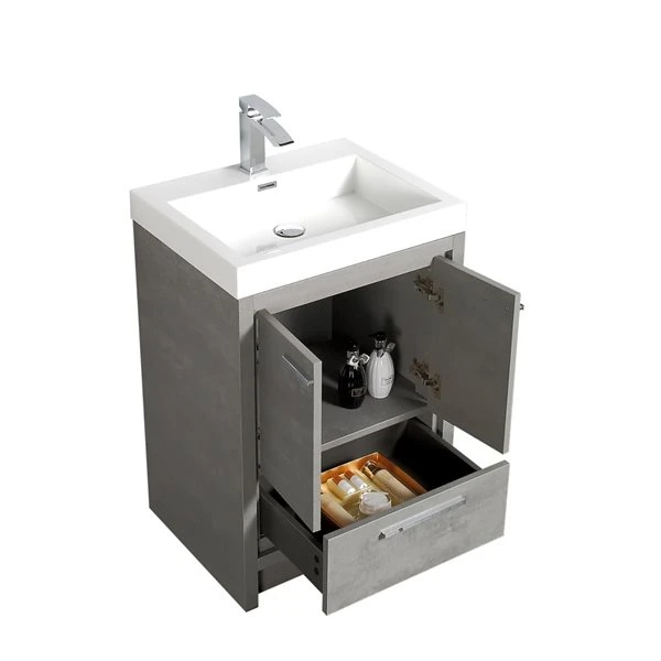 GEF Ember 24-in Grey Single Sink Bathroom Vanity With White Ceramic Top - Image 3