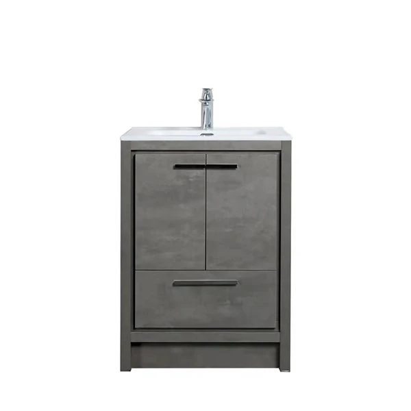 GEF Ember 24-in Grey Single Sink Bathroom Vanity With White Ceramic Top - Image 4