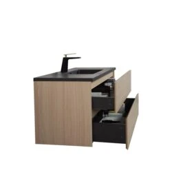 GEF Sadie 48-in Wheat Single Sink Bathroom Vanity With Black Quartz Top