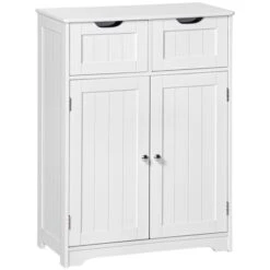 Kleankin 23.5-in W X 32.25-in H X 11.75-in D White MDF Freestanding Linen Cabinet