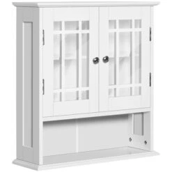 Kleankin 22.25-in W X 23.75-in H X 7-in D White Composite Wall Mount Linen Cabinet