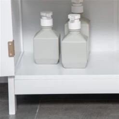 Kleankin 23.5-in W X 31.5-in H X 11.75-in D White MDF Freestanding Linen Cabinet