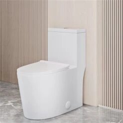 Swiss Madison Dreux White Dual Elongated Toilet 12-in Rough-In Size