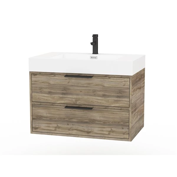 Cutler Kitchen & Bath Savoy 30-in Brown Single Sink Bathroom Vanity With White Porcelain Top - Image 3
