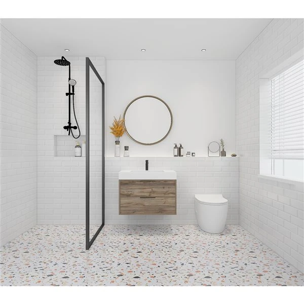 Cutler Kitchen & Bath Savoy 30-in Brown Single Sink Bathroom Vanity With White Porcelain Top