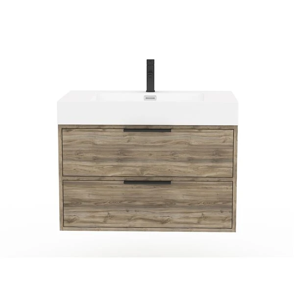 Cutler Kitchen & Bath Savoy 30-in Brown Single Sink Bathroom Vanity With White Porcelain Top - Image 2