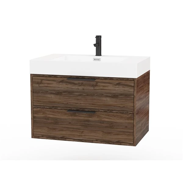 Cutler Kitchen & Bath Savoy 30-in 2-Drawer Brown Single Sink Bathroom Vanity With White Porcelain Top - Image 3