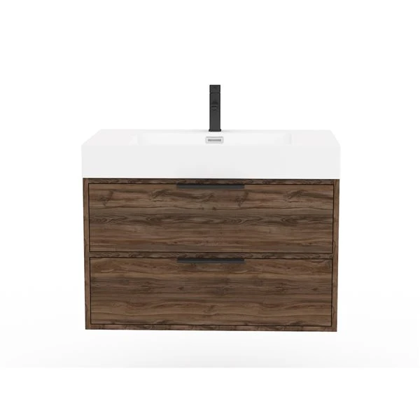 Cutler Kitchen & Bath Savoy 30-in 2-Drawer Brown Single Sink Bathroom Vanity With White Porcelain Top - Image 2