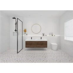 Cutler Kitchen & Bath Savoy 60-in Brown Double Sink Bathroom Vanity With White Porcelain Top