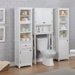 Alaterre Dorset 27-in W X 66-in H X 9-in D White Wood Over The Toilet Etagere