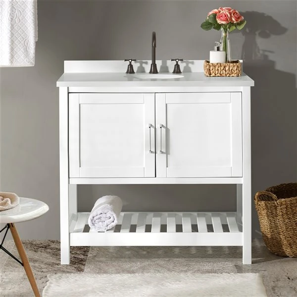 Alaterre Bennett 36-in White Bathroom Vanity Cabinet - Image 4