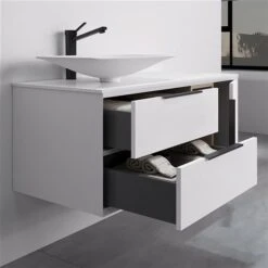 GEF Emily 48-in White Single Sink Bathroom Vanity With White Ceramic Top