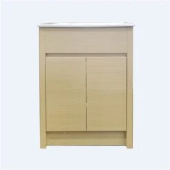 GEF Luna 24-in Light Oak Single Sink Bathroom Vanity With White Ceramic Top