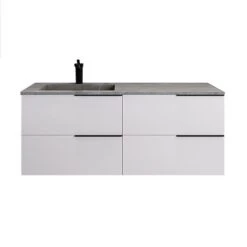 GEF Sydney 48-in White Single Sink Bathroom Vanity With Grey Porcelain Top