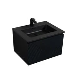 GEF Rylee 30-in Matte Black Single Sink Bathroom Vanity With Black Quartz Top