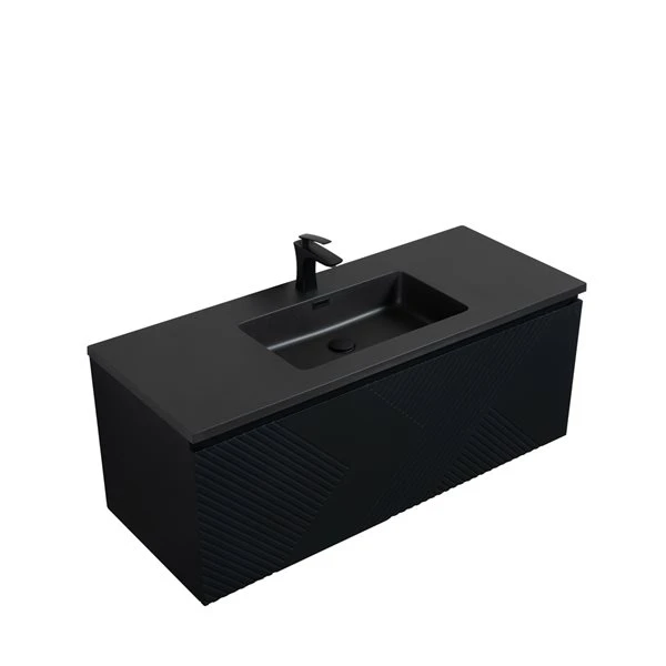 GEF Rylee 48-in Matte Black Single Sink Bathroom Vanity With Black Quartz Top - Image 3