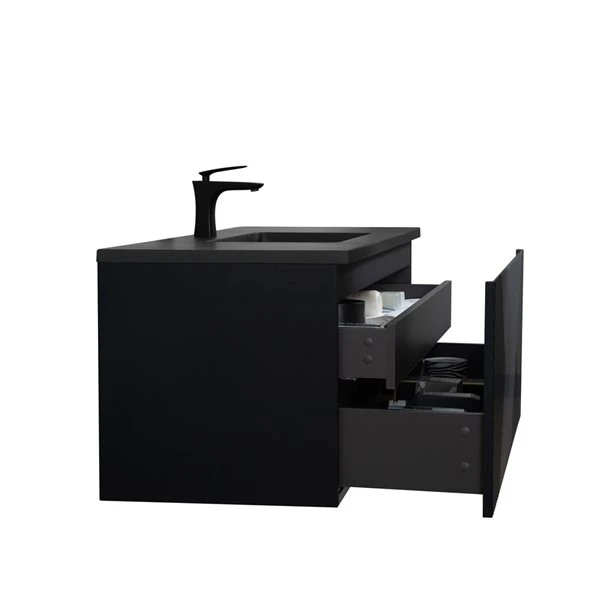 GEF Rylee 48-in Matte Black Single Sink Bathroom Vanity With Black Quartz Top - Image 5