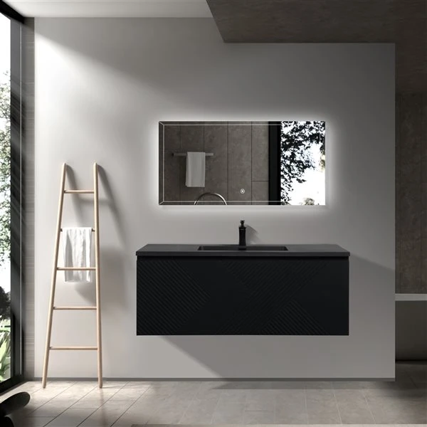 GEF Rylee 48-in Matte Black Single Sink Bathroom Vanity With Black Quartz Top - Image 4