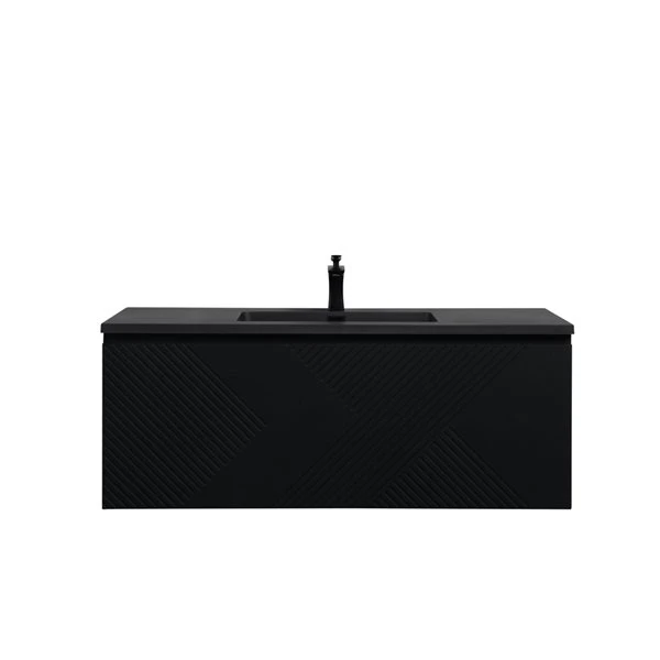 GEF Rylee 48-in Matte Black Single Sink Bathroom Vanity With Black Quartz Top - Image 2