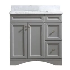 CASAINC 35.2-in W Grey Single Sink Bathroom Vanity With White Marble Top