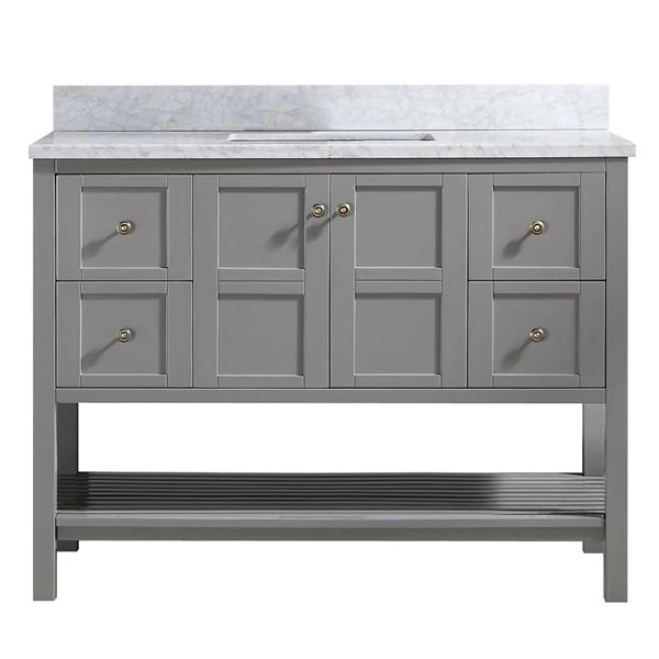 CASAINC 47.2-in X 35.4-in Grey Single Sink Bathroom Vanity With White Marble Top - Image 5
