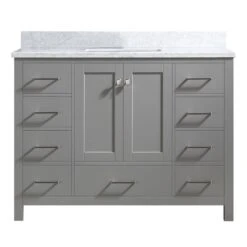 CASAINC 47.2-in Grey Single Sink Bathroom Vanity And White Marble Top
