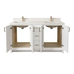 Tenor 60-in Double White Vanity With Pearl Quartz Top