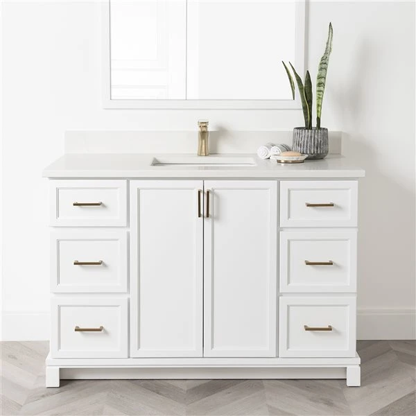 Tenor 48-in White Vanity With Carrera Quartz Top - Image 2