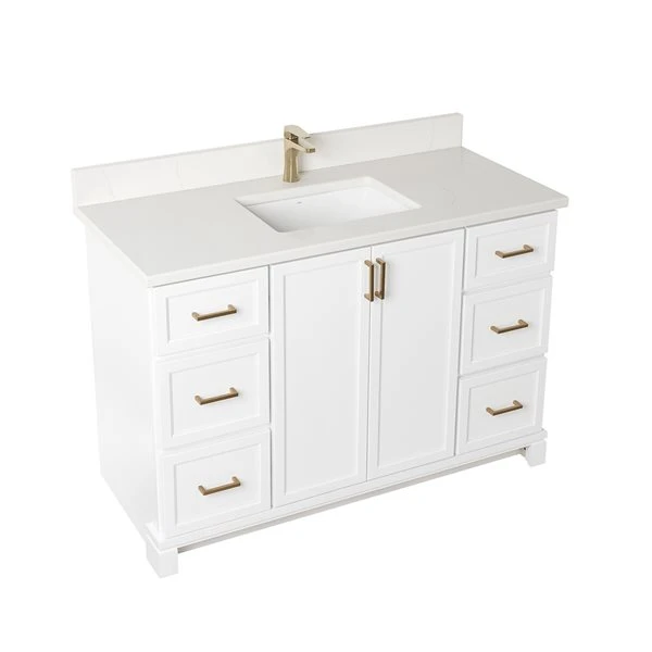 Tenor 48-in White Vanity With Carrera Quartz Top - Image 4