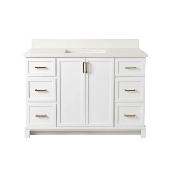 Tenor 48-in White Vanity With Carrera Quartz Top - Image 3