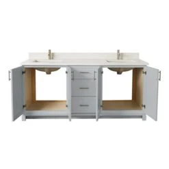 Tenor 72-in Harbour Grey Vanity With Pearl Quartz Top